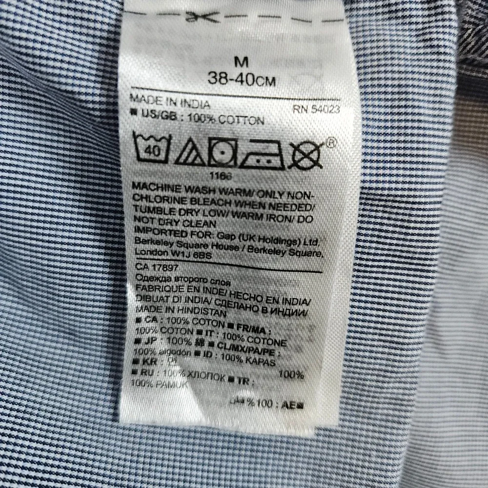Banana Republic Mens Lightweight Custom Camden Fit Blue Sz M Nailhead Shirt FLAW
